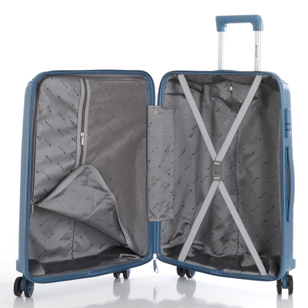 MÇS Bavul Büyük ve Kabin 2li Set Kırılmaz Silikon Valiz V305 Sky Blue