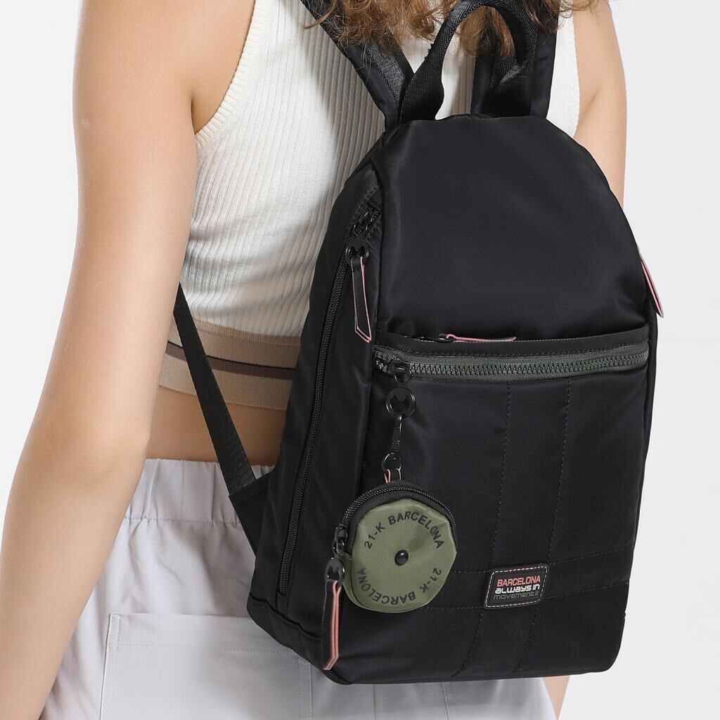 21K Barcelona Özel Kumaş Orta Boy Kadın Sırt Çantası 3266 Yeşil