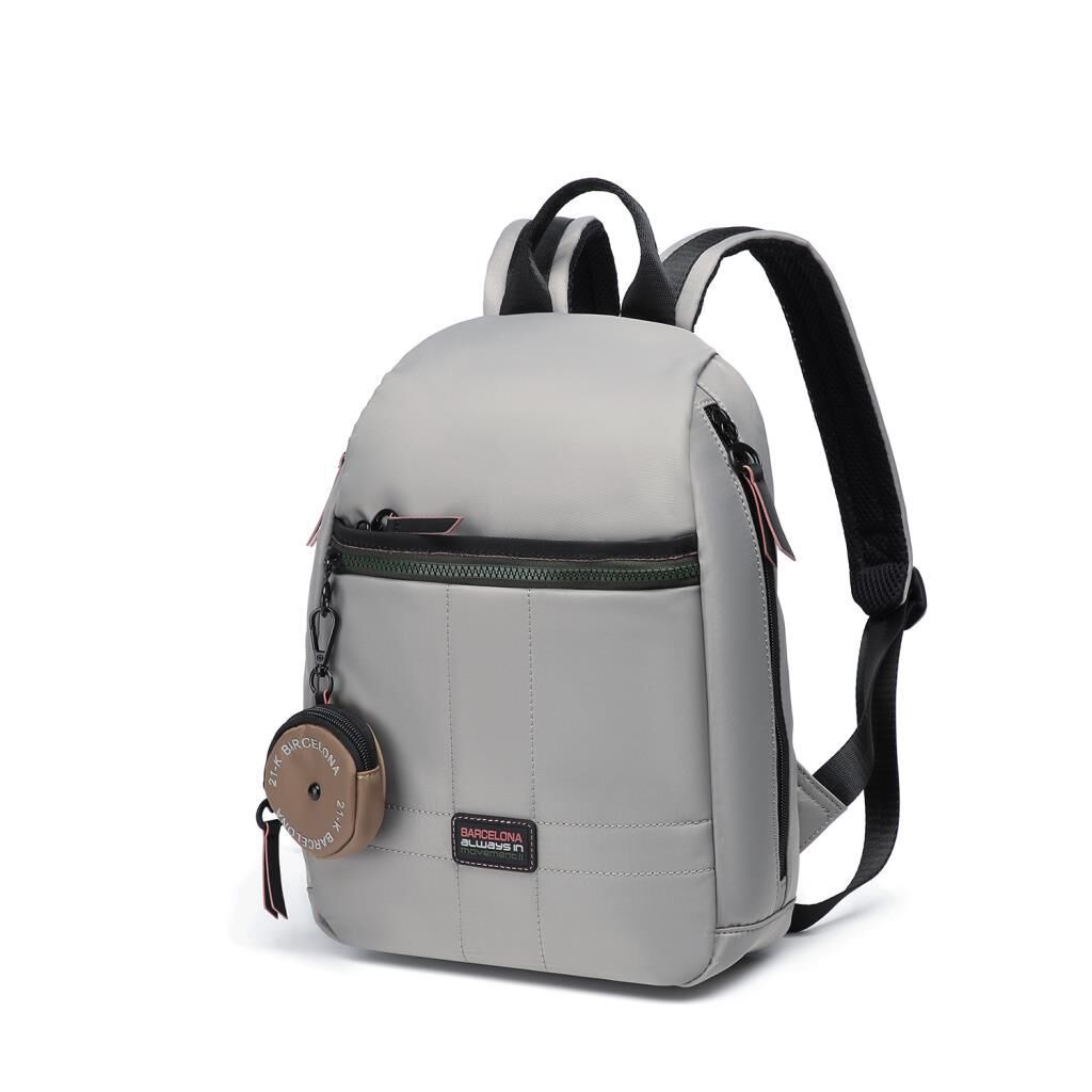21K Barcelona Özel Kumaş Orta Boy Kadın Sırt Çantası 3266 Gri