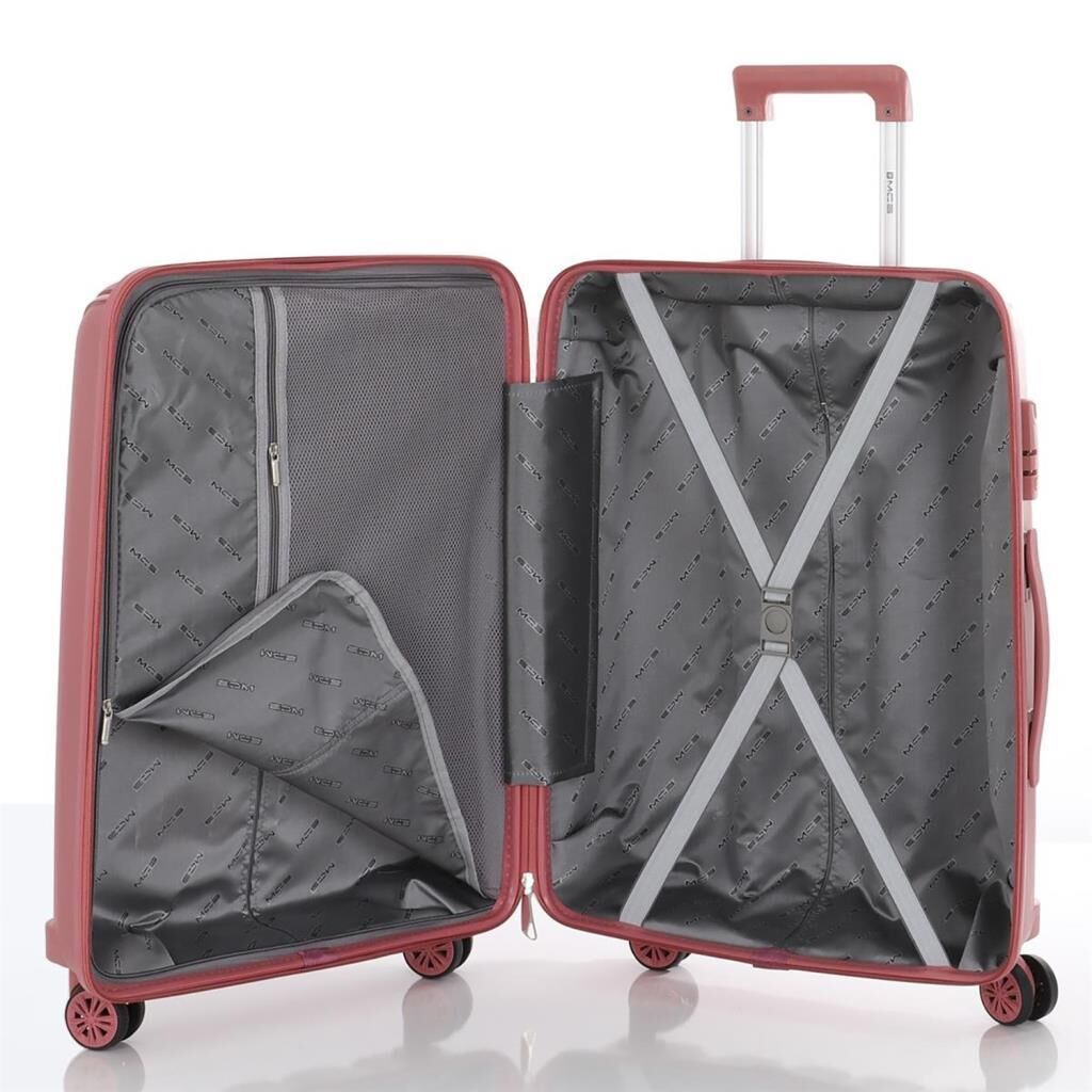 MÇS Bavul Büyük ve Kabin 2li Set Kırılmaz Silikon Valiz V305 K.Pudra