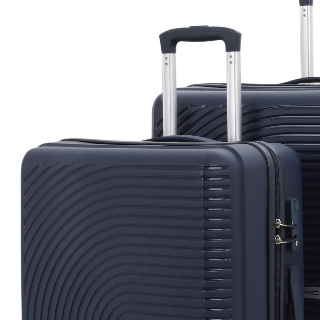 MÇS Bavul Büyük ve Kabin 2li Set Kırılmaz Silikon Valiz V374 Lacivert