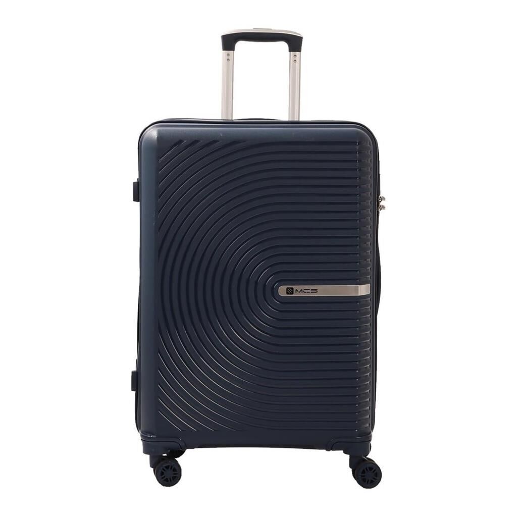 MÇS Bavul Büyük ve Kabin 2li Set Kırılmaz Silikon Valiz V374 Lacivert