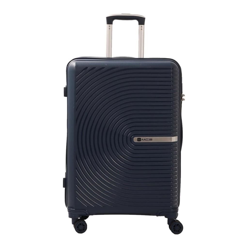 MÇS Bavul Büyük ve Kabin 2li Set Kırılmaz Silikon Valiz V374 Lacivert