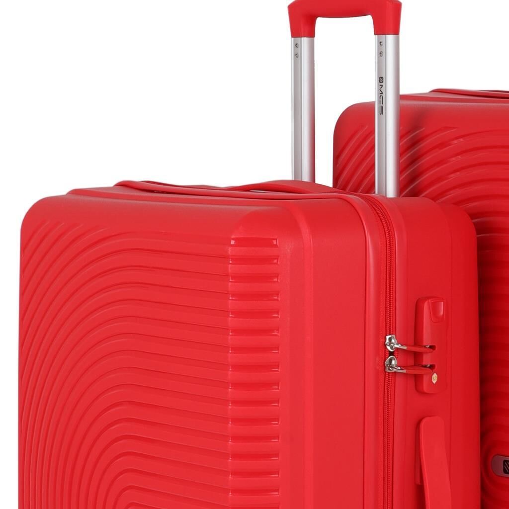 MÇS Bavul Büyük ve Kabin 2li Set Kırılmaz Silikon Valiz V374 Kırmızı