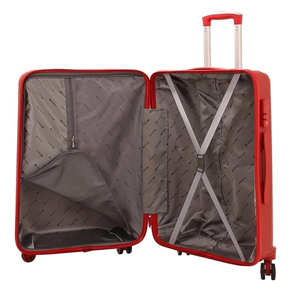 MÇS Bavul Büyük ve Kabin 2li Set Kırılmaz Silikon Valiz V374 Kırmızı