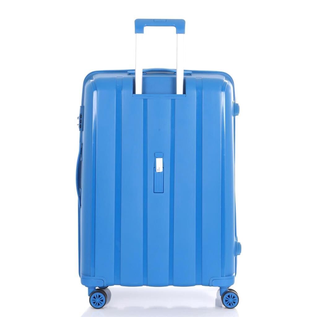 MÇS Bavul Büyük ve Kabin 2li Set Kırılmaz Silikon Valiz V305 Saks Mavi