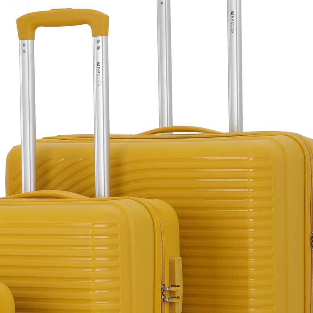 MÇS Bavul Büyük ve Kabin 2li Set Kırılmaz Silikon Valiz V374 Sarı