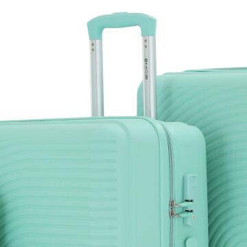 MÇS Bavul Büyük ve Kabin 2li Set Kırılmaz Silikon Valiz V374 Mint Yeşili