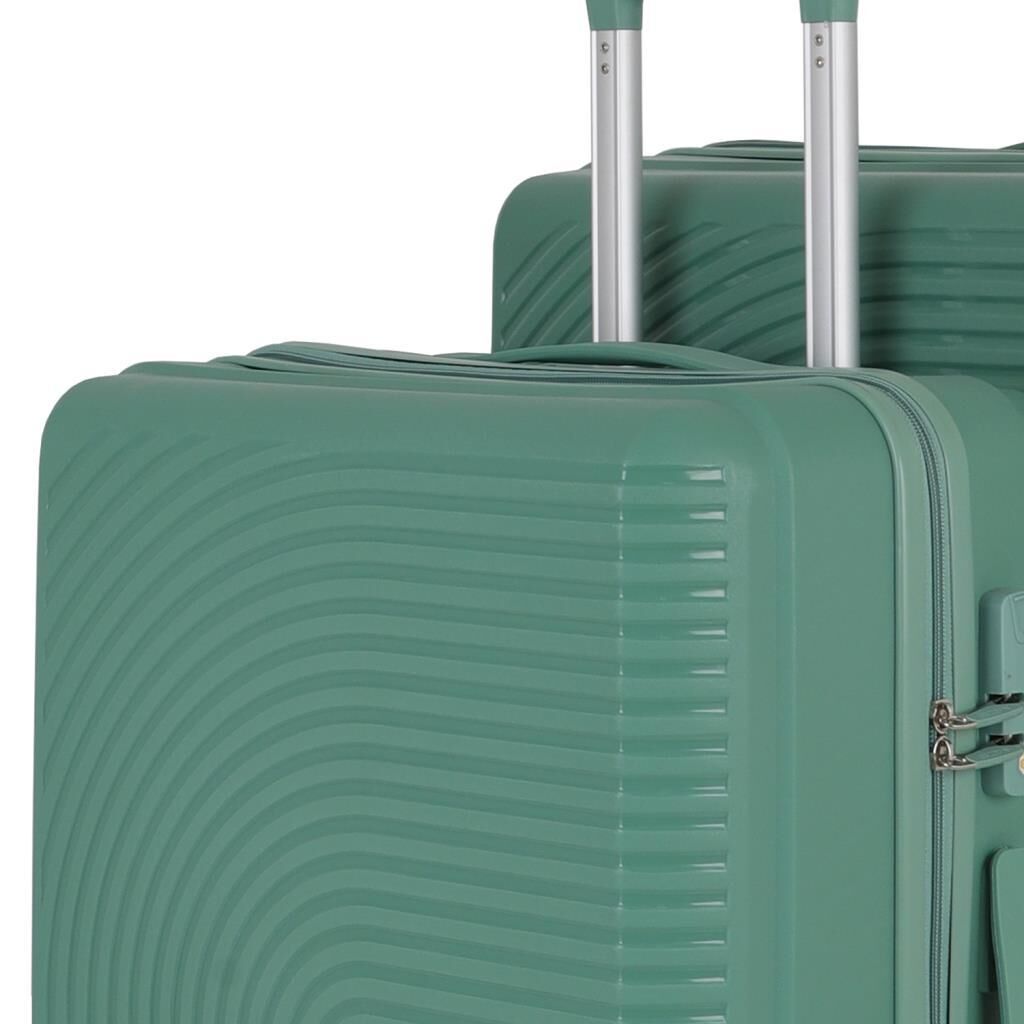 MÇS Bavul Büyük ve Kabin 2li Set Kırılmaz Silikon Valiz V374 Su Yeşili