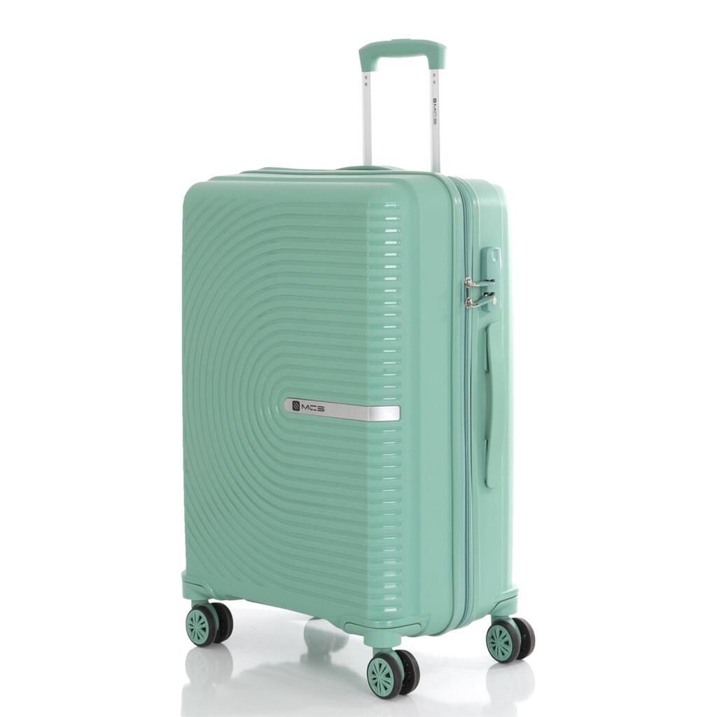 MÇS Bavul Büyük ve Kabin 2li Set Kırılmaz Silikon Valiz V374 Su Yeşili