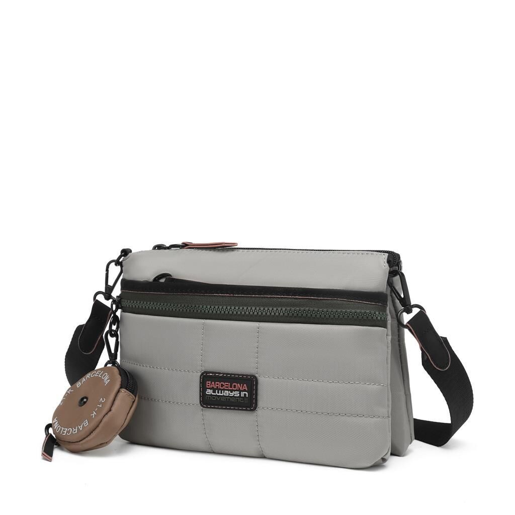 21K Barcelona Özel Kumaş Çapraz Askılı Kadın Postacı Çantası 3267 Gri