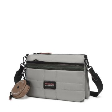 21K Barcelona Özel Kumaş Çapraz Askılı Kadın Postacı Çantası 3267 Gri