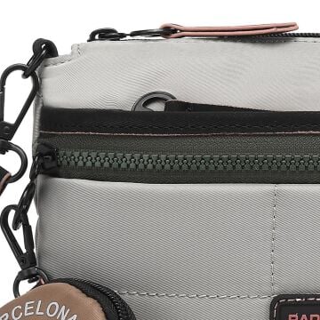 21K Barcelona Özel Kumaş Çapraz Askılı Kadın Postacı Çantası 3267 Gri