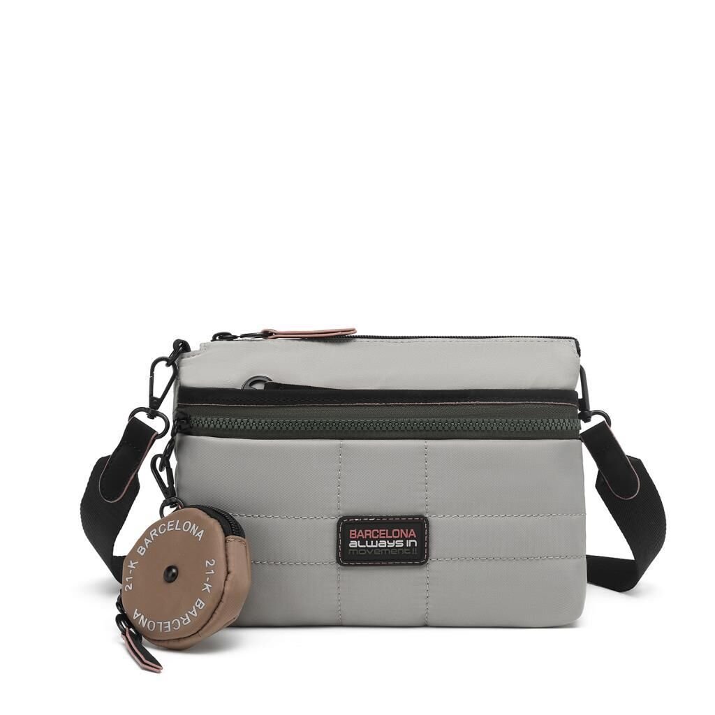 21K Barcelona Özel Kumaş Çapraz Askılı Kadın Postacı Çantası 3267 Gri