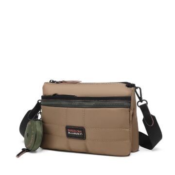 21K Barcelona Özel Kumaş Çapraz Askılı Kadın Postacı Çantası 3267 Taba