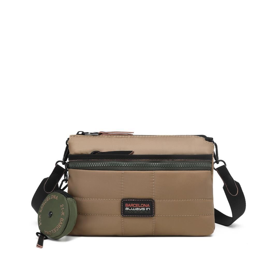 21K Barcelona Özel Kumaş Çapraz Askılı Kadın Postacı Çantası 3267 Taba