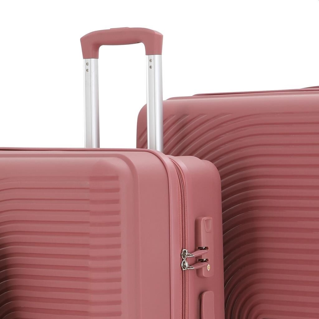 MÇS Bavul Büyük ve Kabin 2li Set Kırılmaz Silikon Valiz V374 K.Pudra