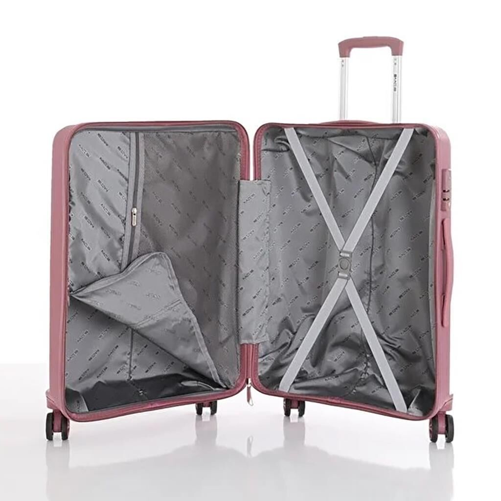 MÇS Bavul Büyük ve Kabin 2li Set Kırılmaz Silikon Valiz V374 K.Pudra