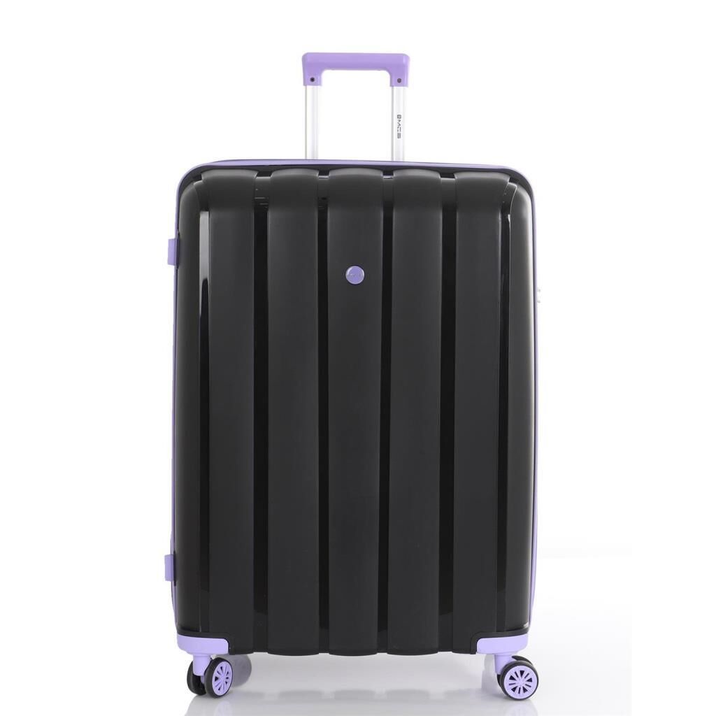 MÇS Bavul Büyük ve Kabin 2li Set Kırılmaz Silikon Valiz V305 Siyah/Lila