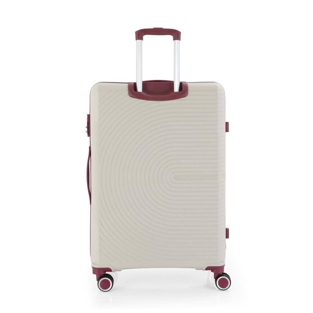 MÇS Bavul Büyük ve Kabin 2li Set Kırılmaz Silikon Valiz V374 Kemik/Mürdüm