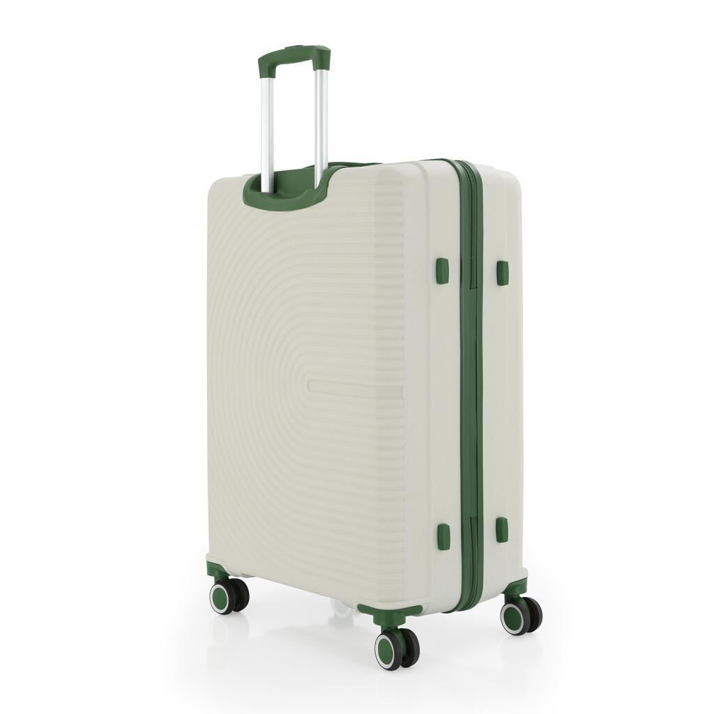 MÇS Bavul Büyük ve Kabin 2li Set Kırılmaz Silikon Valiz V374 Kemik/Haki