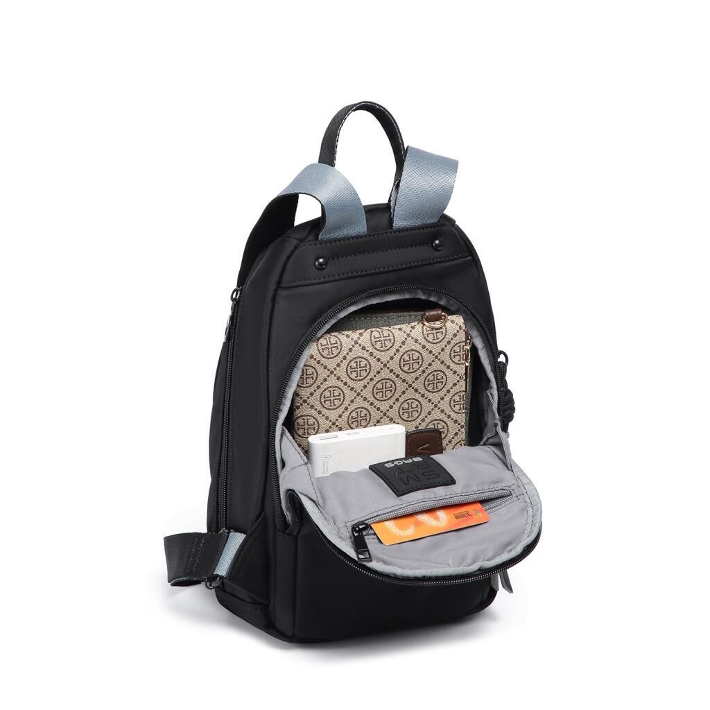 Smart Bags Parlak Kumaş Küçük Boy Askılı Kadın Sırt Çantası 3247 Gri/Lila