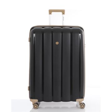 Mçs Valiz Büyük ve Kabin Kırılmaz PP Silikon Siyah/Şampanya