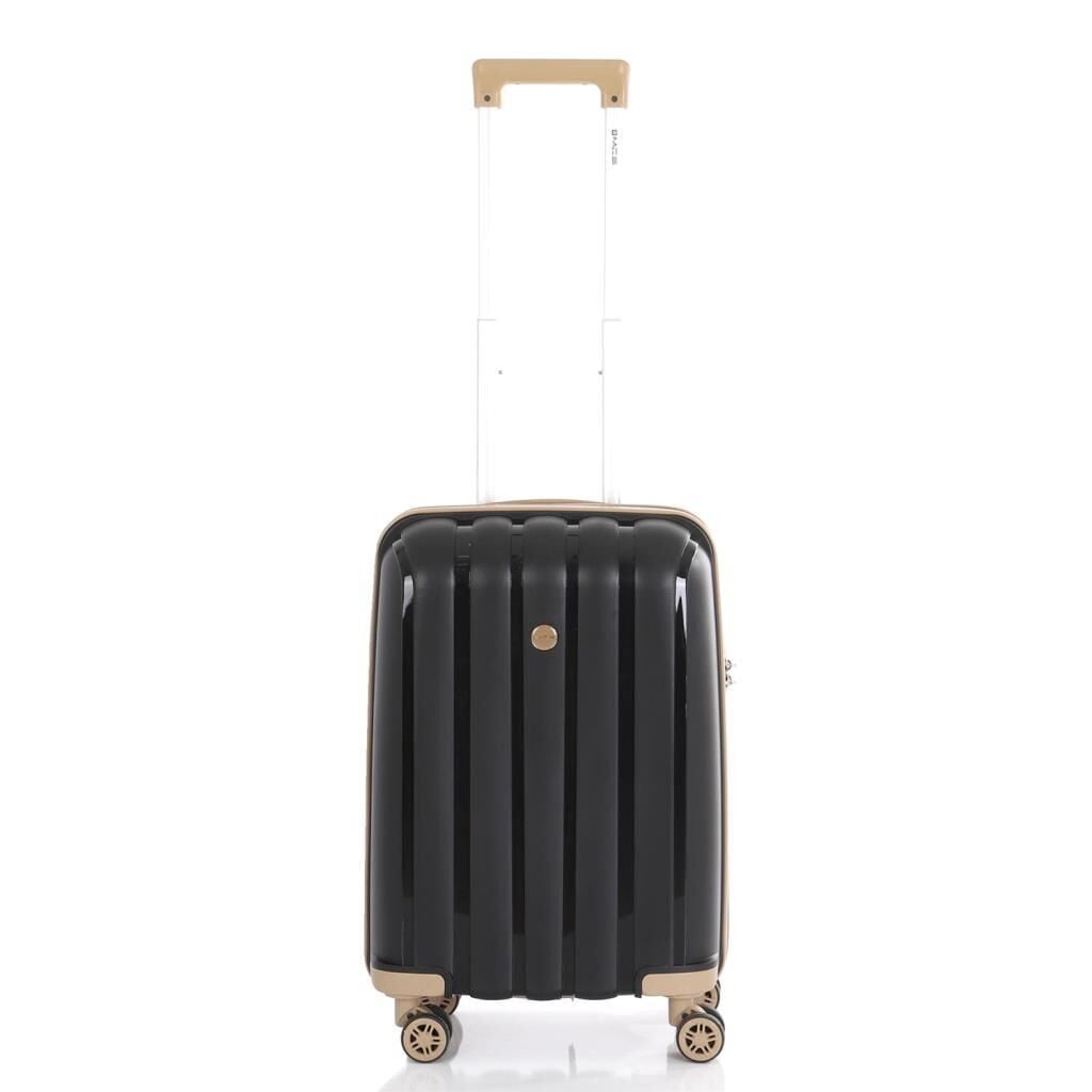 MÇS Bavul Büyük ve Kabin 2li Set Kırılmaz Silikon Valiz V305 Siyah/Şampanya