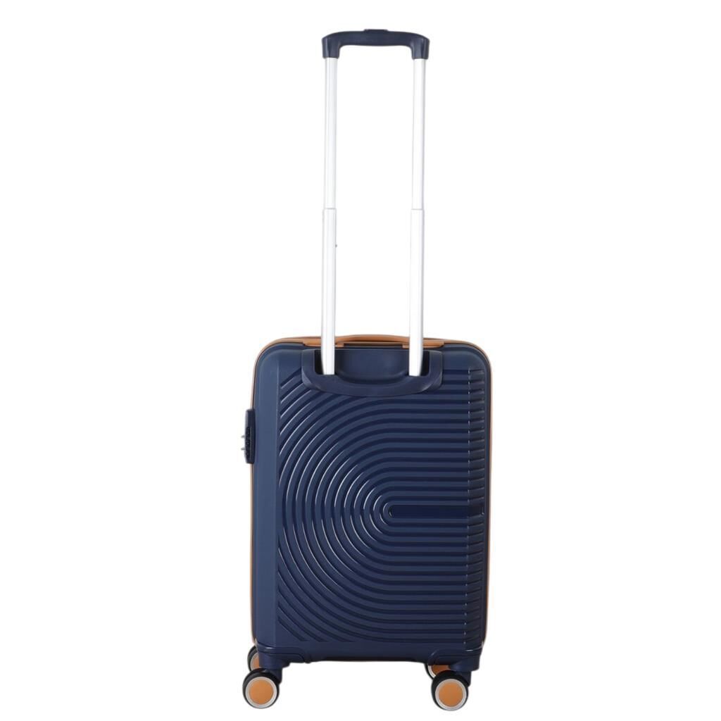 MÇS Bavul Büyük ve Kabin 2li Set Kırılmaz Silikon Valiz V374 Lacivert/Hardal