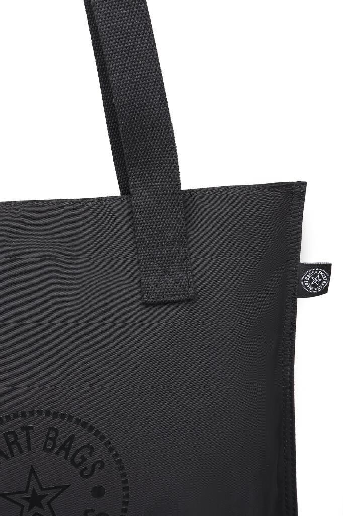 Smart Bags Büyük Boy Omuz Kadın Çantası Krinkıl Kumaş 3076 Siyah