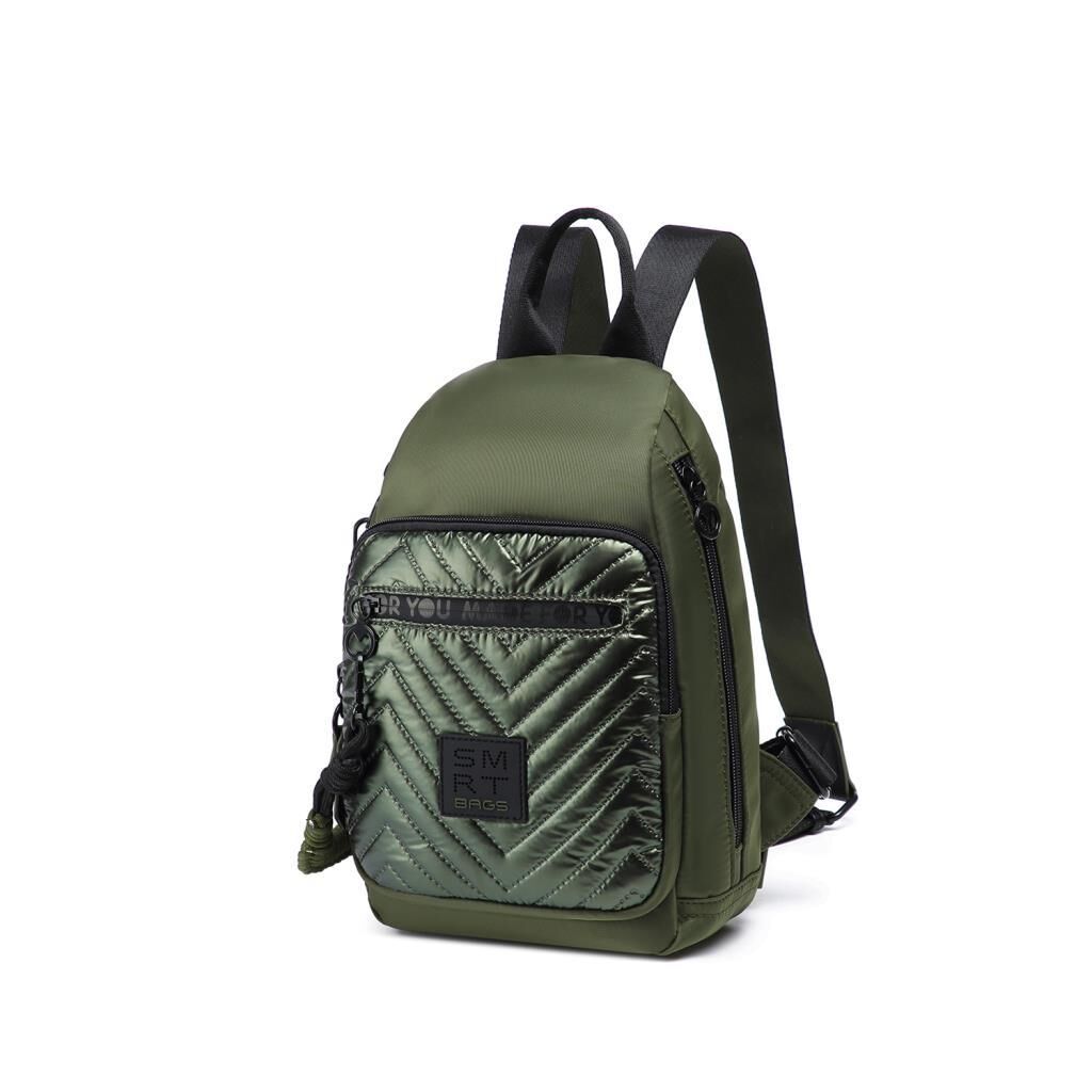 Smart Bags Parlak Kumaş Küçük Boy Askılı Kadın Sırt Çantası 3247 Yeşil