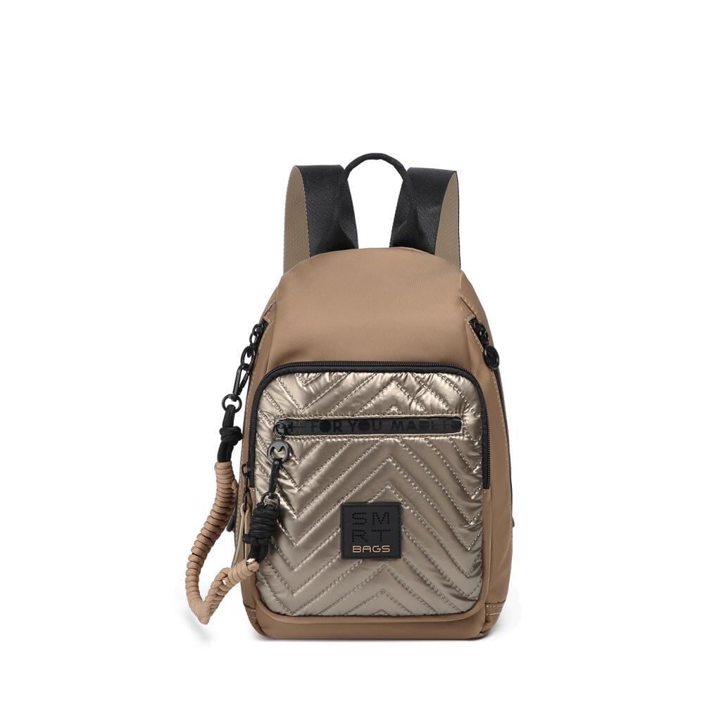 Smart Bags Parlak Kumaş Küçük Boy Askılı Kadın Sırt Çantası 3247 Taba