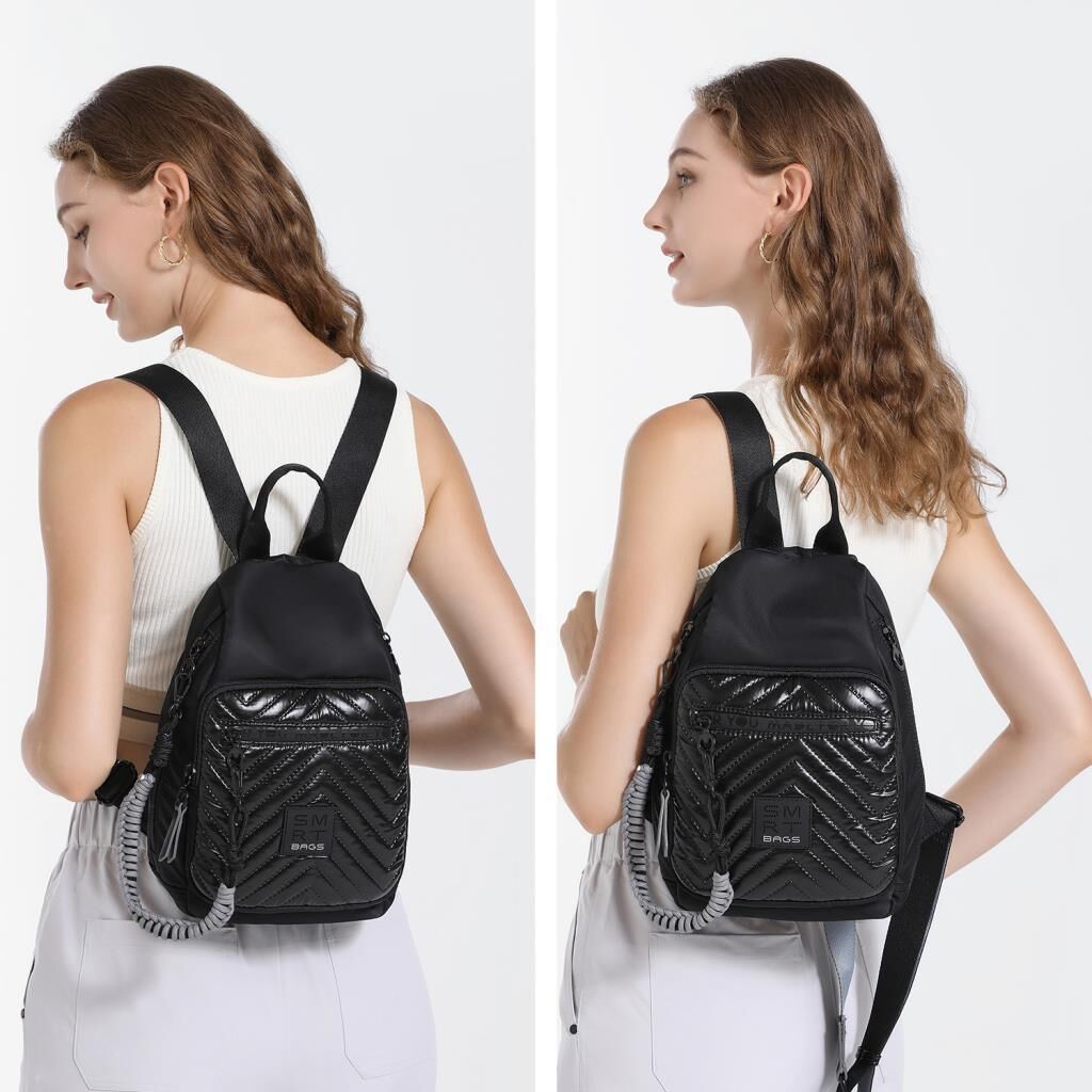 Smart Bags Parlak Kumaş Küçük Boy Askılı Kadın Sırt Çantası 3247 Taba