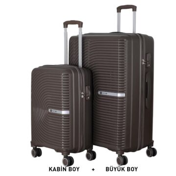 Mçs Valiz Büyük ve Kabin Kırılmaz PP Silikon Acı Kahve