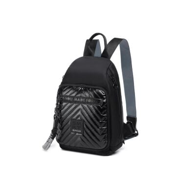 Smart Bags Parlak Kumaş Küçük Boy Askılı Kadın Sırt Çantası 3247 Siyah/Gri