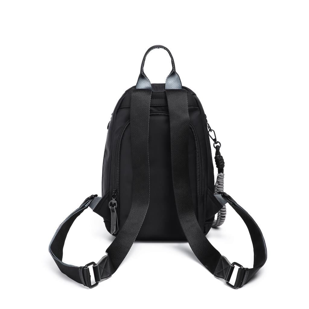 Smart Bags Parlak Kumaş Küçük Boy Askılı Kadın Sırt Çantası 3247 Siyah/Gri