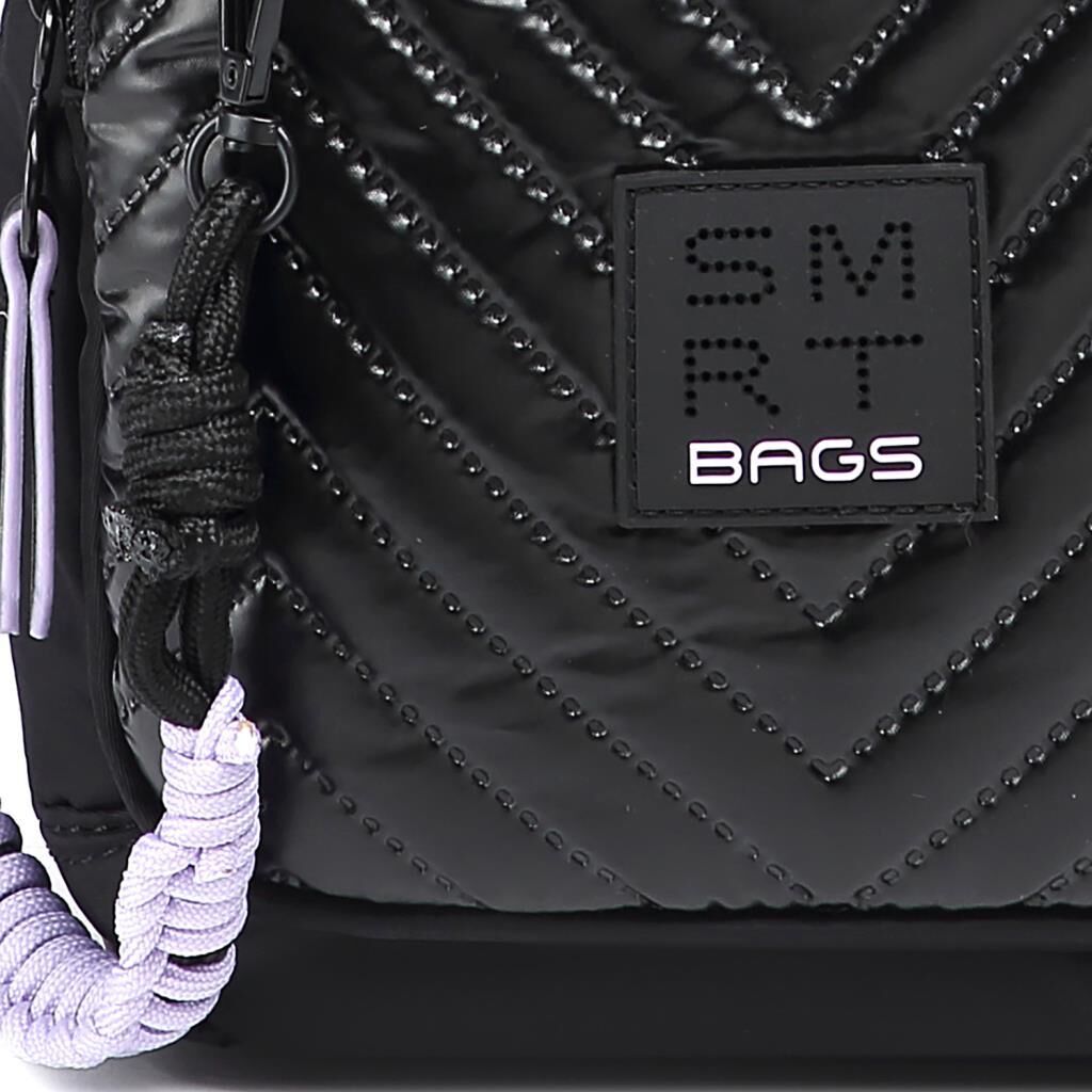 Smart Bags Parlak Kumaş Küçük Boy Askılı Kadın Sırt Çantası 3247 Siyah/Lila