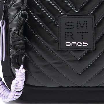 Smart Bags Parlak Kumaş Küçük Boy Askılı Kadın Sırt Çantası 3247 Siyah/Lila