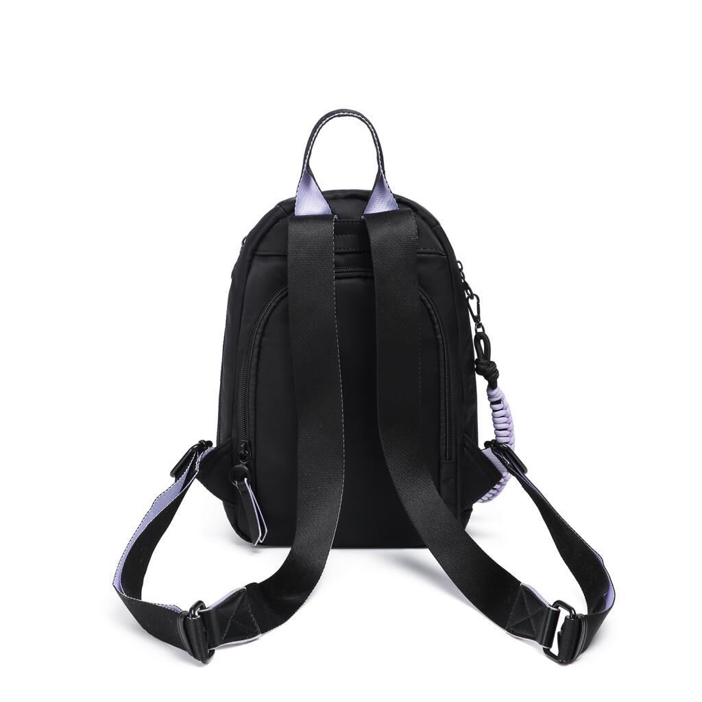 Smart Bags Parlak Kumaş Küçük Boy Askılı Kadın Sırt Çantası 3247 Siyah/Lila