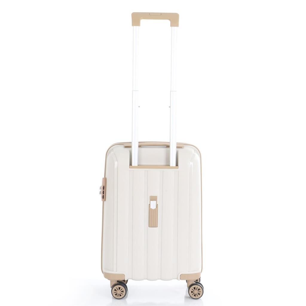 MÇS Bavul Büyük ve Kabin 2li Set Kırılmaz Silikon Valiz V305 Kemik/Şampanya
