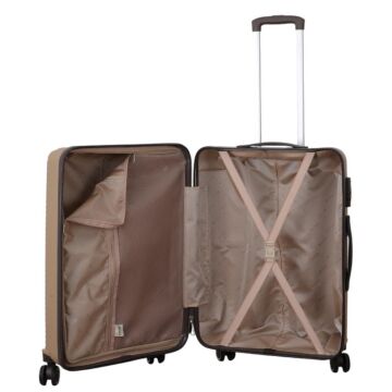 MÇS Bavul Büyük ve Kabin 2li Set Kırılmaz Silikon Valiz V374 Şampanya/AcıKahve