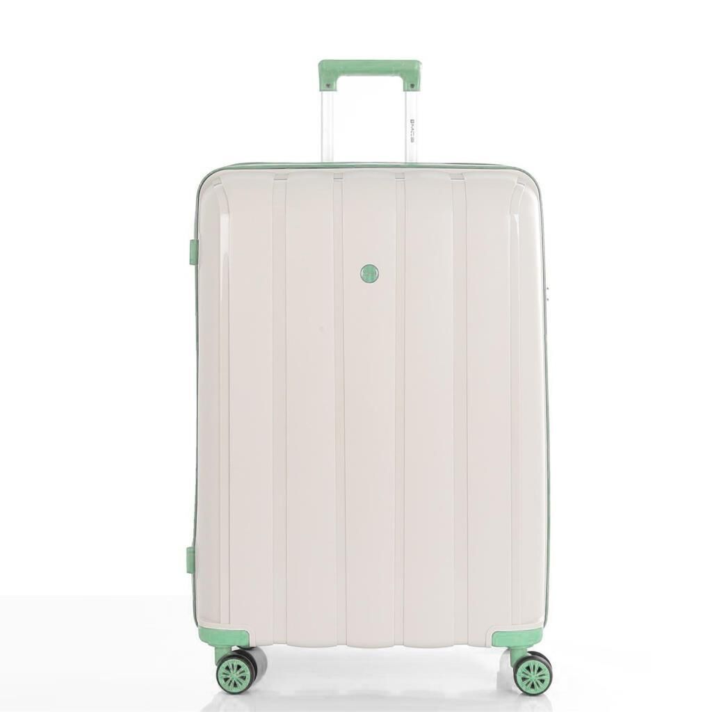 MÇS Bavul Büyük ve Kabin 2li Set Kırılmaz Silikon Valiz V305 Kemik/SuYeşili
