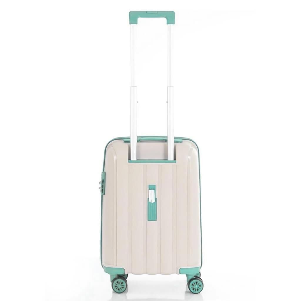 MÇS Bavul Büyük ve Kabin 2li Set Kırılmaz Silikon Valiz V305 Kemik/SuYeşili