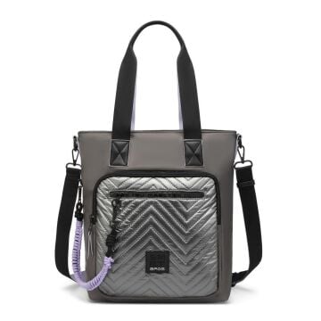 Smart Bags Parlak Kumaş Çapraz Askılı Kadın Omuz Çantası 3248 Gri/Lila