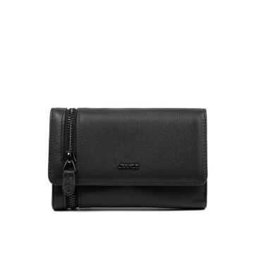 Grande Gerçek Deri Kadın Cüzdanı Orta Boy Hakiki Deri Siyah