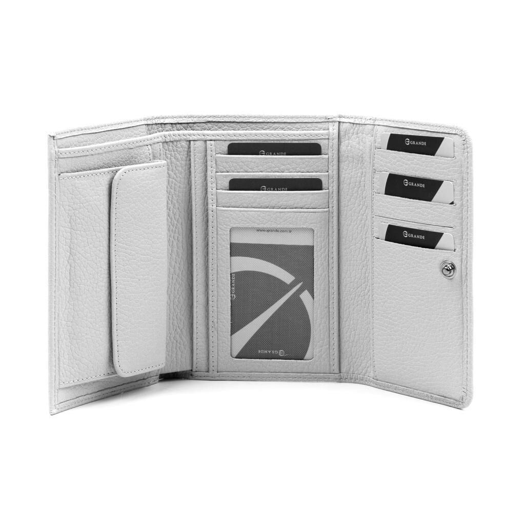 Grande Gerçek Deri Kadın Cüzdanı Orta Boy Hakiki Deri Siyah