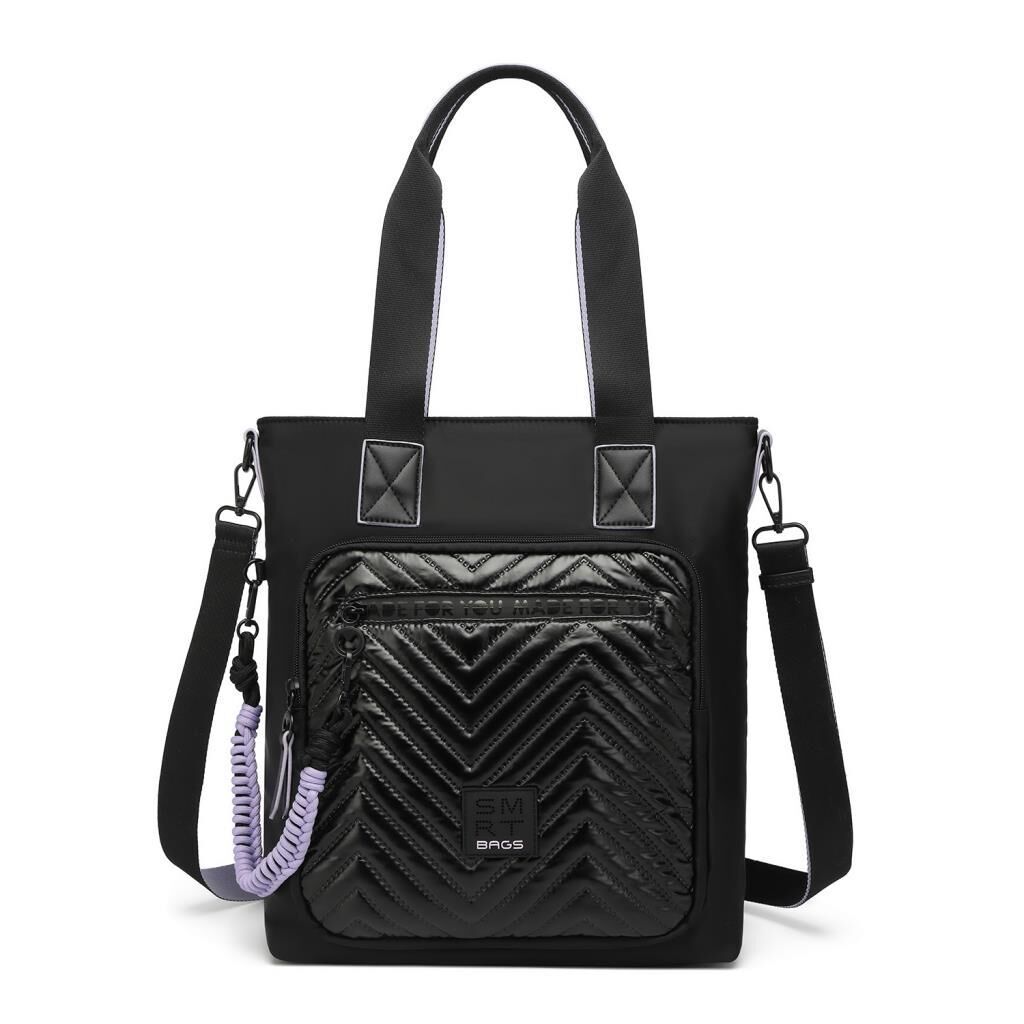 Smart Bags Parlak Kumaş Çapraz Askılı Kadın Omuz Çantası 3248 Siyah/Lila