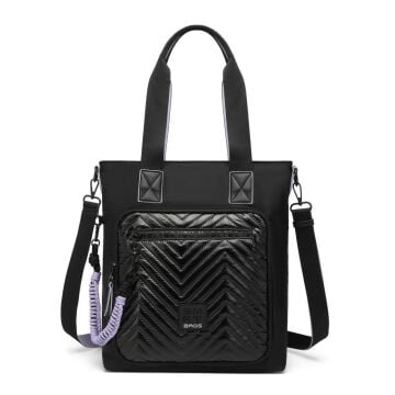 Smart Bags Parlak Kumaş Çapraz Askılı Kadın Omuz Çantası 3248 Siyah/Lila