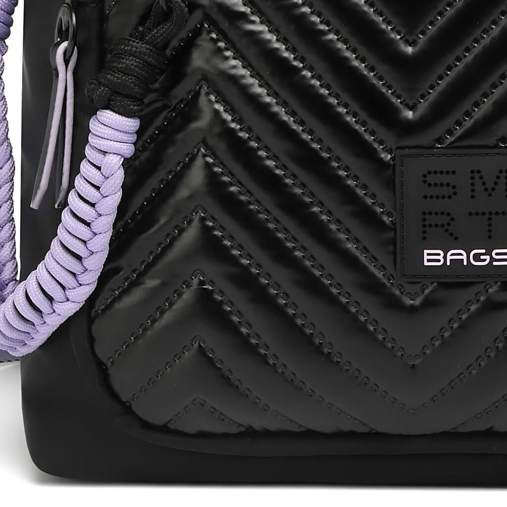 Smart Bags Parlak Kumaş Çapraz Askılı Kadın Omuz Çantası 3248 Siyah/Lila