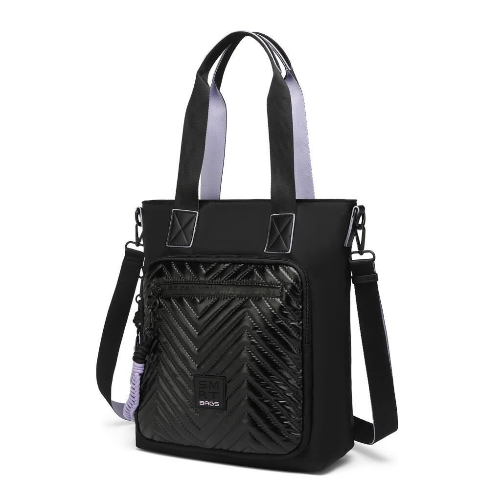 Smart Bags Parlak Kumaş Çapraz Askılı Kadın Omuz Çantası 3248 Siyah/Lila